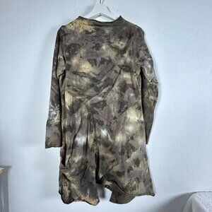 Cynthia Ashby Womens Tie-Dye Tunic Dress Small Brown Long Sleeve Artsy Boho New
